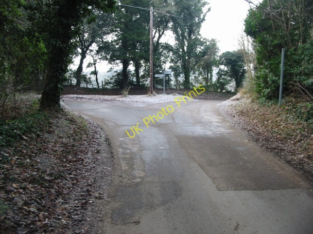 Photo 6"x4" Looking W to road junction near Kelk Hill Chillenden c2009