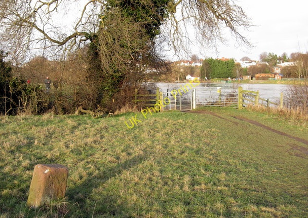 Photo 6"x4" Footpath and boundary stone by the River Dee #2 Chester c2009