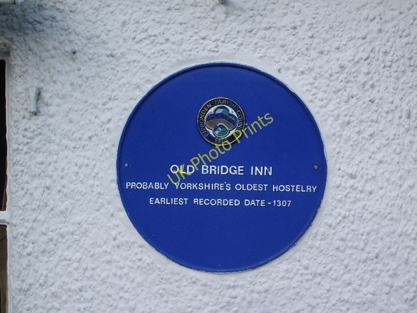 Photo 6"x4" Old Bridge Inn, Plaque Barkisland c2008