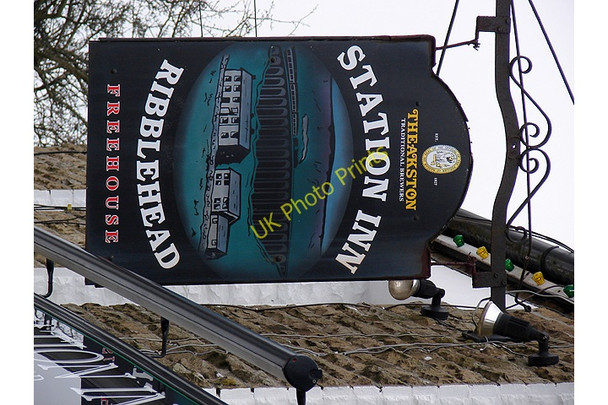 Photo 6"x4" Station Inn sign at Ribblehead Ribble Head\/SD7779 c2009