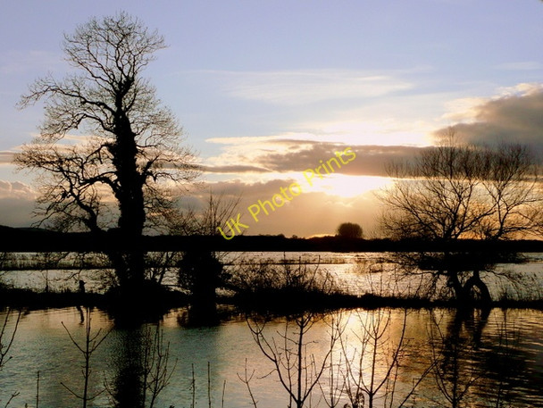 Photo 6"x4" Sunset over the flooded Frome Wareham c2009