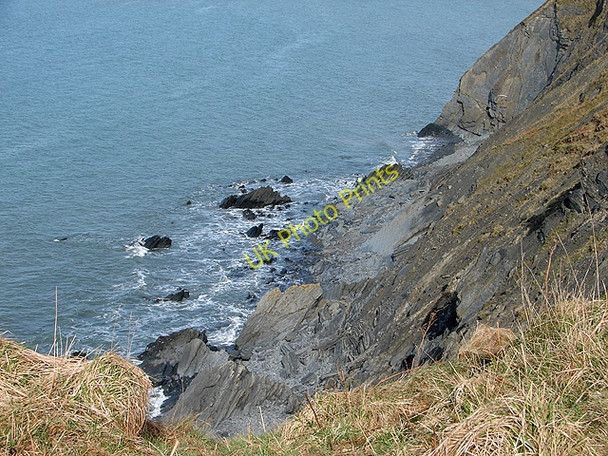Photo 6"x4" Foreshore and cliffs beside the Ceredigion Coastal Path Clarach c2009
