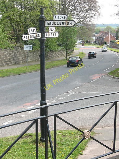 Photo 6"x4" Old road sign in Wheelock Sandbach c2009