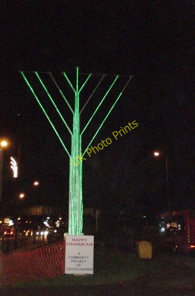 Photo 6"x4" Hanukkah menorah, Finchley Road NW11 Hampstead\/TQ2685 c2008