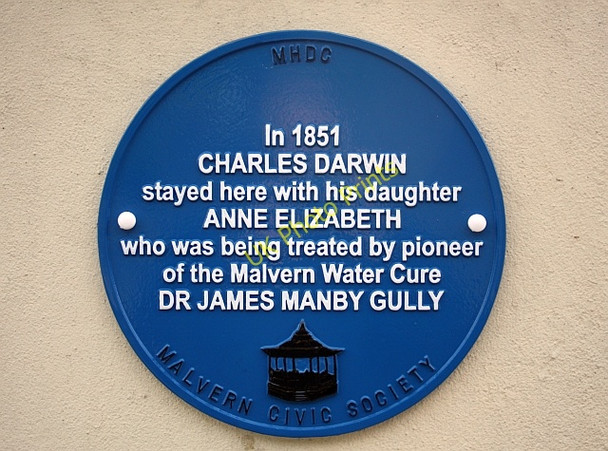 Photo 6"x4" Darwin plaque, Montreal House, Malvern Great Malvern c2009
