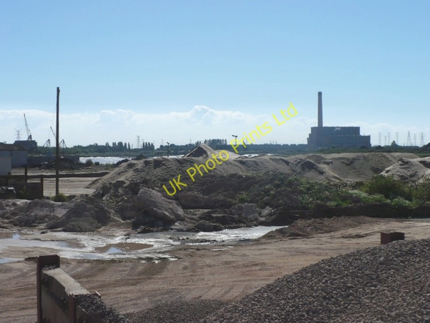 Photo 6"x4" Piles of aggregate on the east bank of the River Usk Pye Corner\/ST3485 c2007