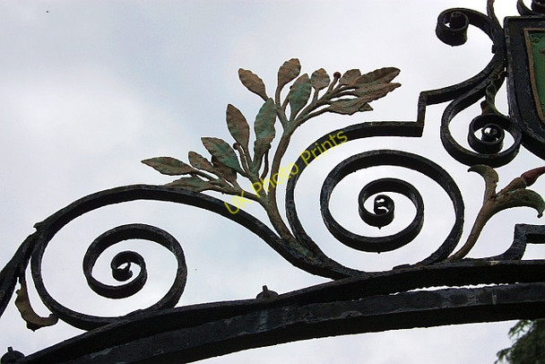 Photo 6"x4" Leaf decoration, Beauchamp Community gates Great Malvern c2009