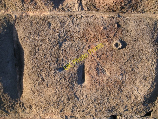 Photo 6"x4" Bench mark on Saltney railway bridge Chester c2008