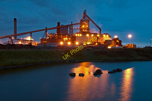 Photo 6"x4" Redcar blast furnace at night Warrenby c2009