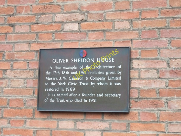 Photo 6"x4" Plaque on Oliver Sheldon House, Aldwark, York York\/SE5951 c2010