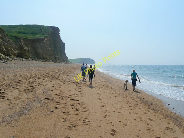Photo 6"x4" Strolling along the beach Burton Bradstock c2010