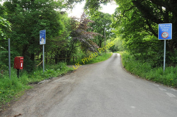 Photo 6"x4" Postbox and weight limit sign on the road at North Shian North Shian c2010