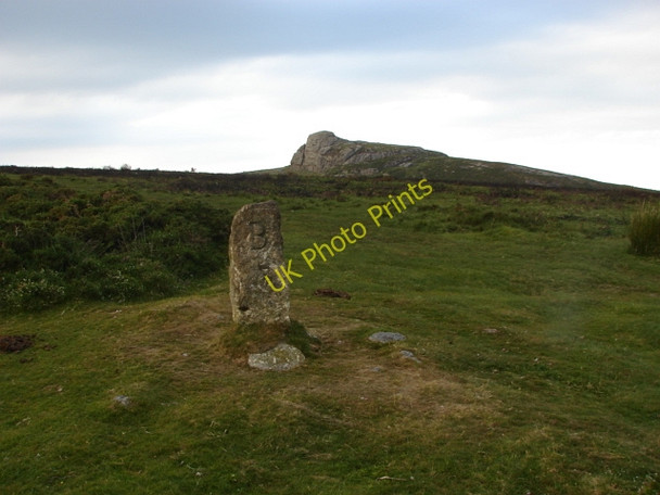 Photo 6"x4" Standing stone, Saddle Tor Lewthorn Cross c2010