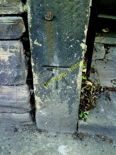 Photo 6"x4" Benchmark on Keighley Road gatepost Skipton c2010