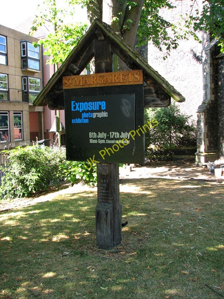 Photo 6"x4" St Margaret de Westwick, Norwich - sign in churchyard Norwich c2010