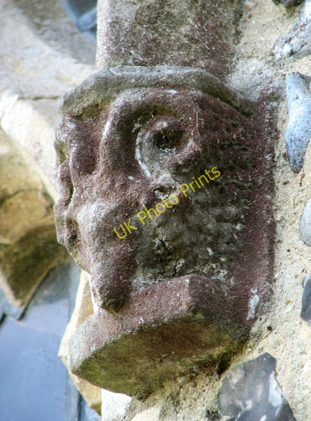 Photo 6"x4" St Michael's church in Ormesby - stone sheep's face Ormesby St Michael c2010
