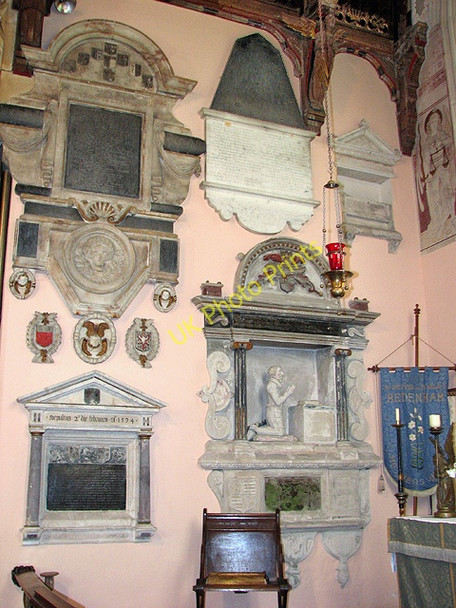 Photo 6"x4" St Peter's church in Hedenham - monuments in chancel Hedenham c2010