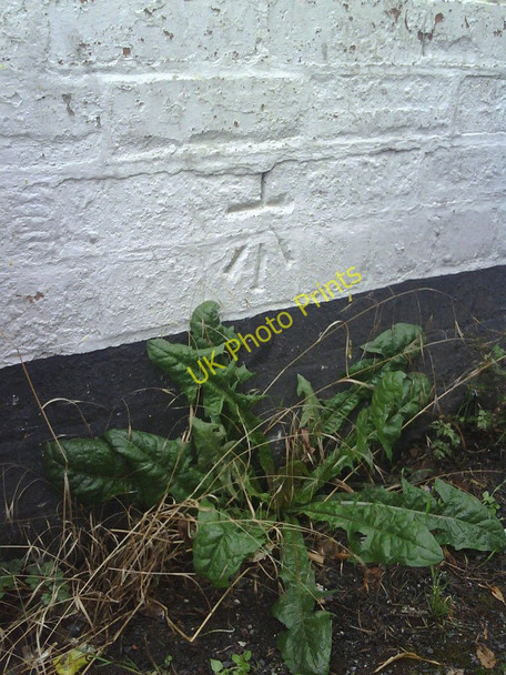 Photo 6"x4" Benchmark on the side of Haydn Cafe Nottingham\/SK5641 c2010