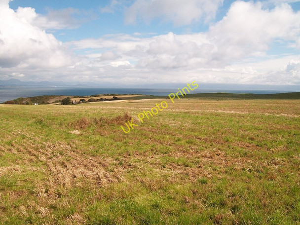 Photo 6"x4" View eastwards across a harvested field from the Cim path Machroes c2010