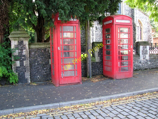 Photo 6"x4" Two K6 telephone boxes in Broad Street, Harleston Harleston\/TM2483 c2010