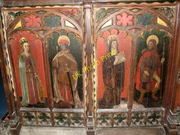 Photo 6"x4" St Mary's church in North Tuddenham - C15 rood screen panels Clippings Green c2010