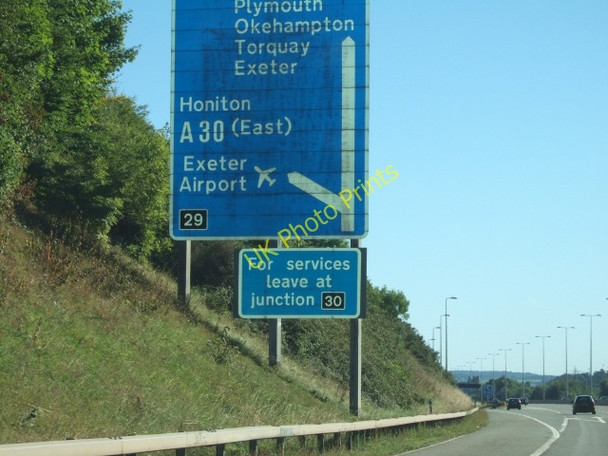 Photo 6"x4" Junction 29 of M5 from southbound lane Monkerton c2010