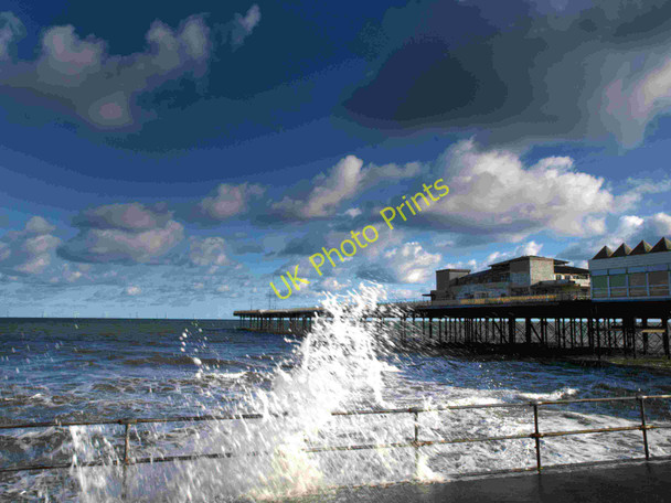 Photo 6"x4" Breaking waves at Colwyn Bay and Victoria Pier Colwyn Bay\/Bae Colwyn c2010