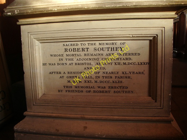 Photo 6"x4" St Kentigern's Parish Church, Crosthwaite, Keswick, Memorial to Robert Southey Keswick\/NY2623 c2007