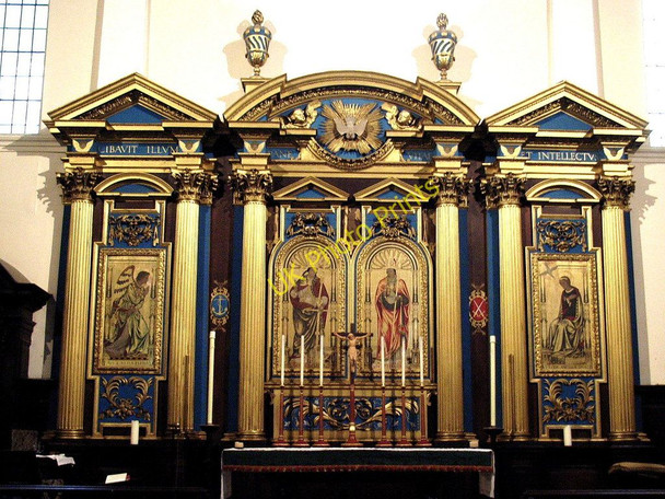 Photo 6"x4" Reredos, St. Clement's, Eastcheap London c2000