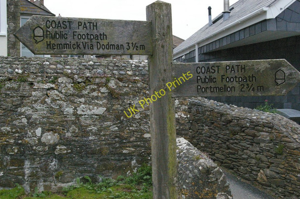 Photo 6"x4" Coast path sign, in the middle of Gorran Haven village Lamledra c2010