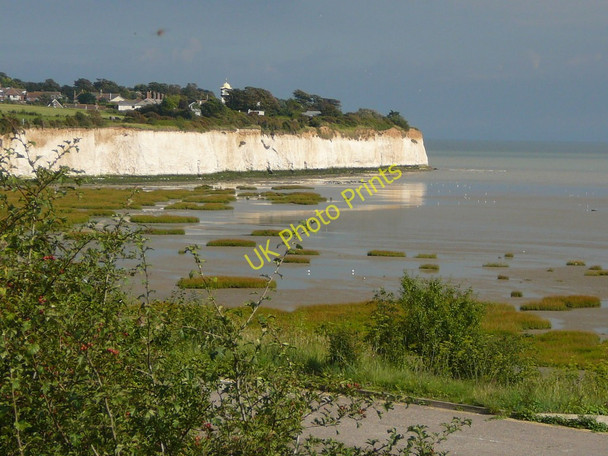 Photo 6"x4" Mudflats and chalk cliffs, Pegwell Bay Chilton\/TR3664 c2010