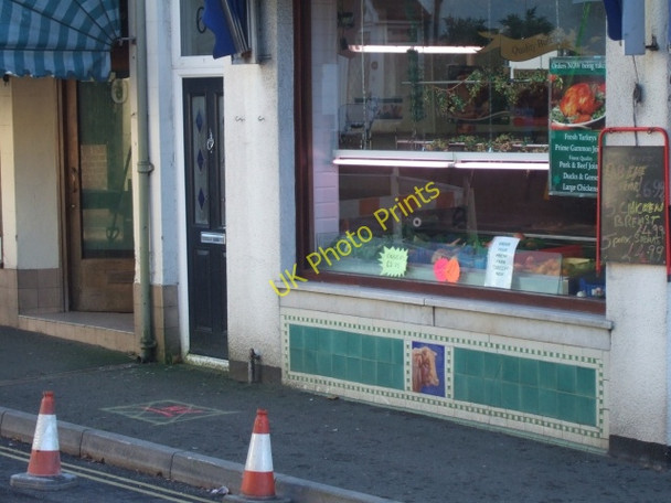 Photo 6"x4" Detail of Butcher's shop, Temple Street Sidmouth c2010