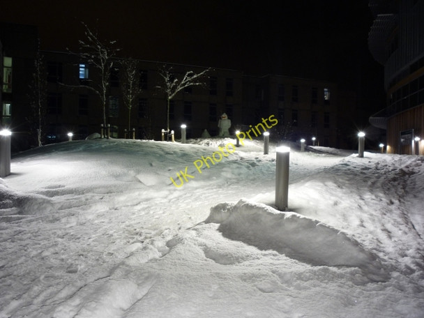 Photo 6"x4" Snowman outside the Berrick Saul building Heslington c2010