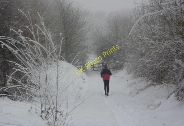 Photo 6"x4" Winter jogger at the Carr Vale reserve Bolsover c2010