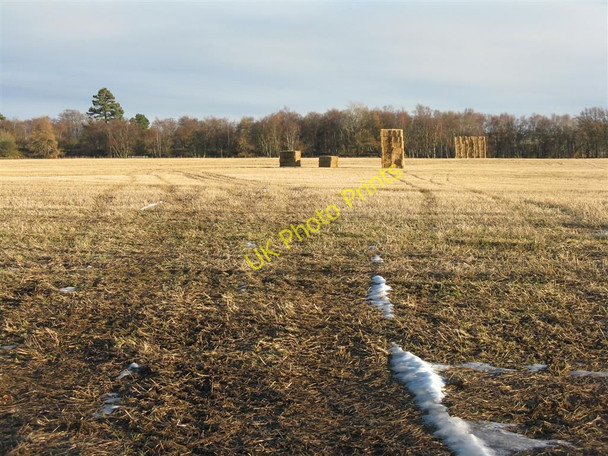 Photo 6"x4" Stubble and bales near Tynehead Tynehead c2010