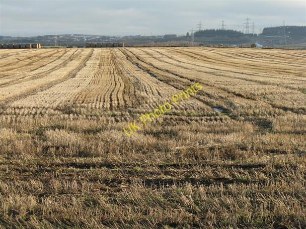Photo 6"x4" Stubble field and bales near Frostineb Blackcastle\/NT4159 c2010