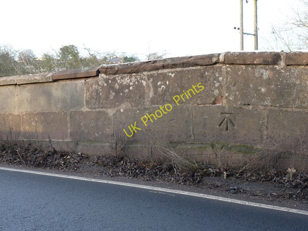 Photo 6"x4" Bench mark on the bridge Ackleton c2010