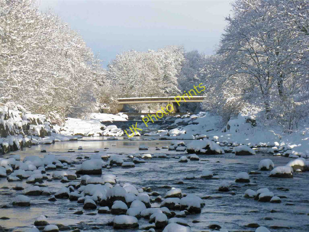 Photo 6"x4" Snowy view up the River Amman Ammanford\/Rhydaman c2010
