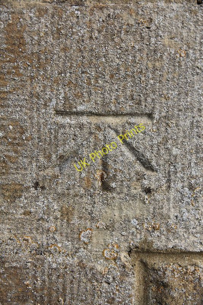 Photo 6"x4" Bench mark on Old Shifford Church Brighthampton c2010