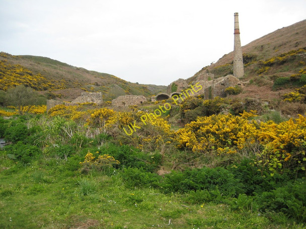 Photo 6"x4" Mine ruins in the  Kenidjack Valley Boscean c2010