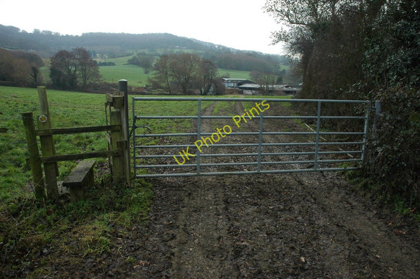 Photo 6"x4" Gate and footpath near Whitley Court Upton St Leonards c2011