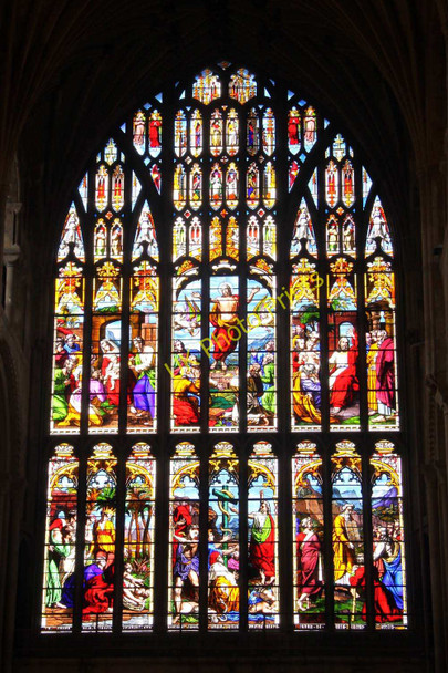 Photo 6"x4" Stained glass window above the west door of Norwich Cathedral Norwich c2010