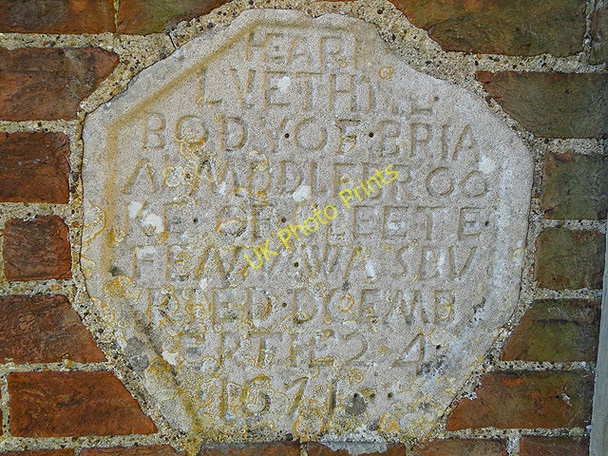 Photo 6"x4" Wall Plaque on a building in Gedney Hill churchyard Gedney Hill c2011