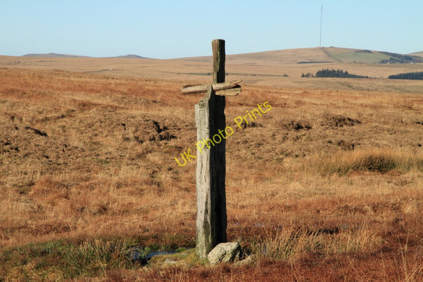 Photo 6"x4" Post south of Black lane Fox Tor\/SX6269 c2011