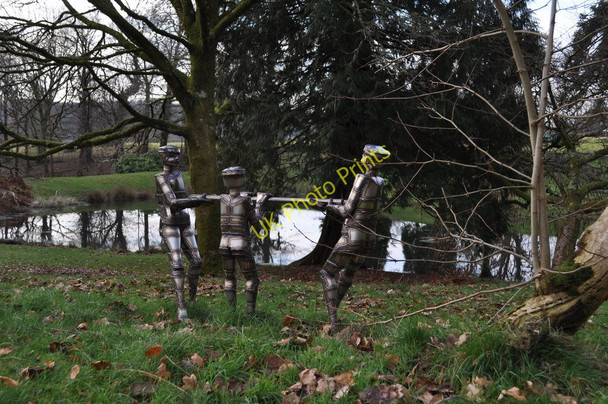 Photo 6"x4" Bob Walters' stainless steel people at Arlington Court Arlington\/SS6140 c2011 P1