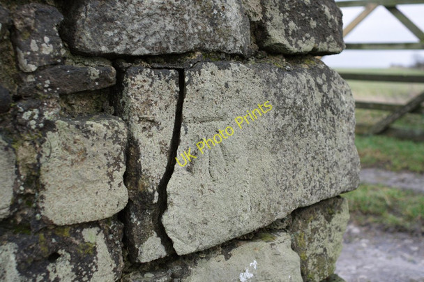 Photo 6"x4" Cut Bench Mark in Dry Stone Wall Braythorn c2011