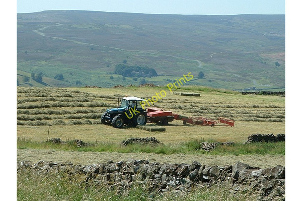 Photo 6"x4" Baling hay above Swaledale Marrick c2003