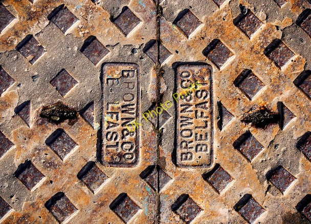 Photo 6"x4" Manhole cover, Belfast Belfast c2011