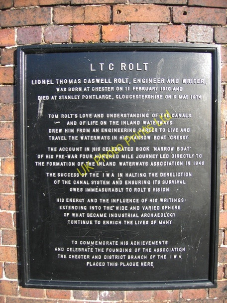 Photo 6"x4" Plaque commemorating LTC Rolt Chester c2008