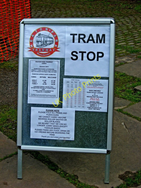 Photo 6"x4" Heaton Park Tramway tram stop sign near the Boating Lake Prestwich c2010